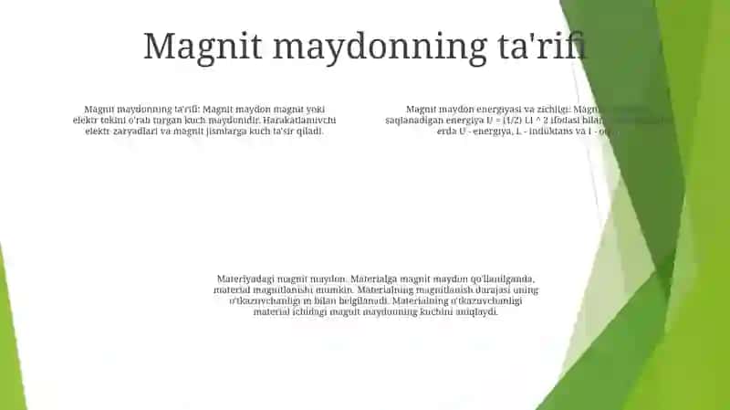 Magnit Maydon Energiyasi Va Uning Zichligi 3