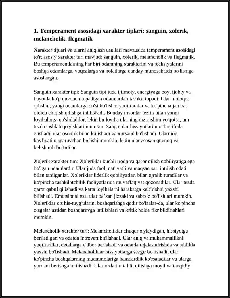 Temperament asosidagi xarakter tiplari 3