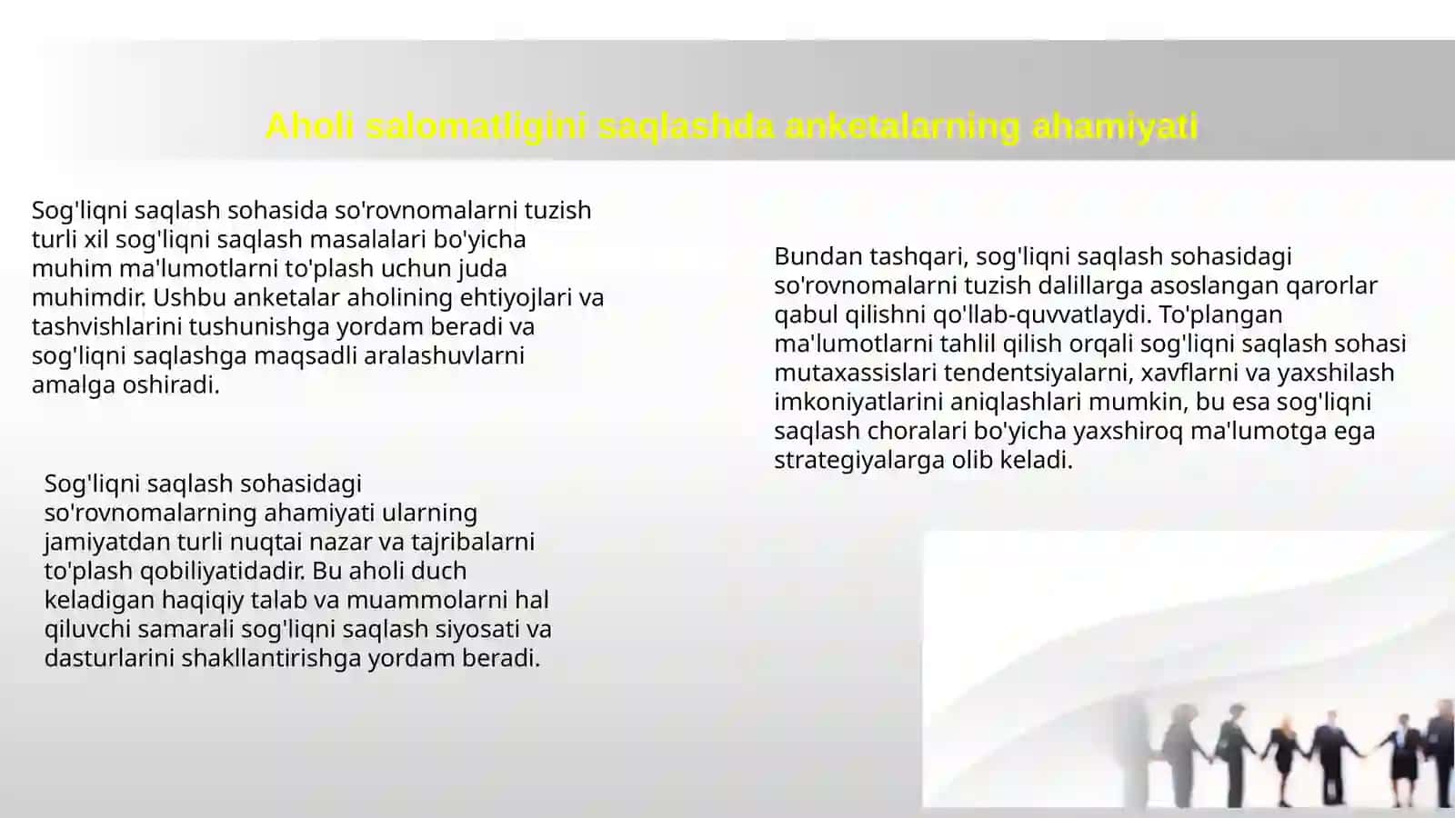 Sog'liqni saqlash sohasida so'rovnomalarni tuzish 3