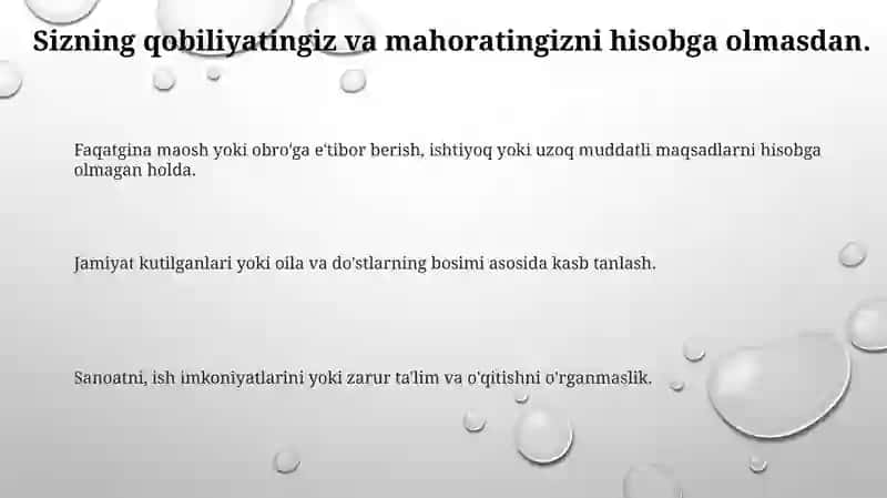 Kasb tanlashda yòl qòyiladigan tipik xatoliklar 3