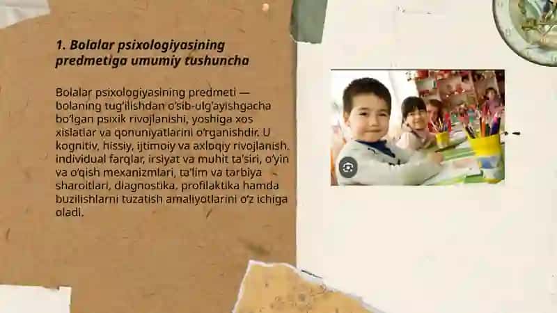 Bolalar psixologiyasi fanining predmeti, vazifalari 3