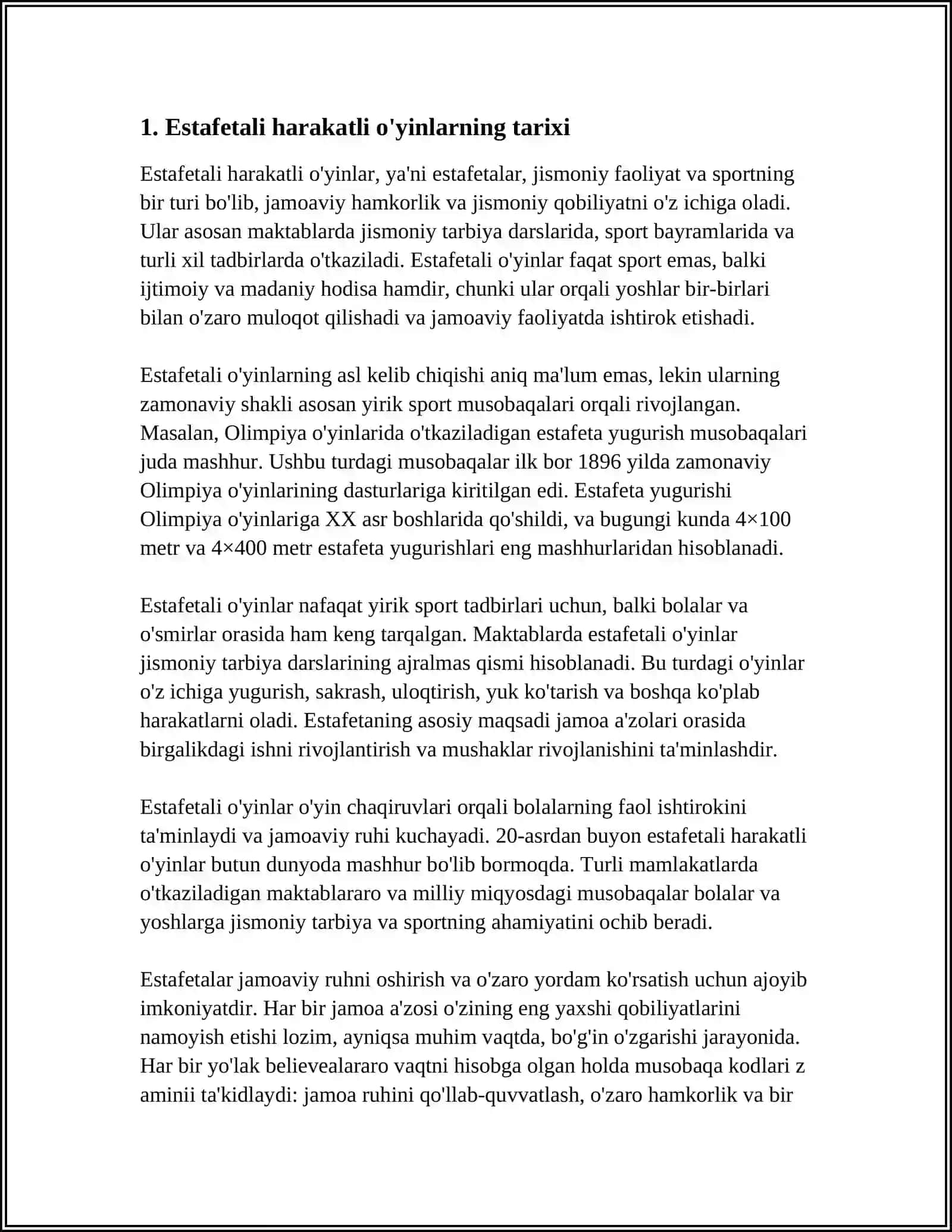 ESTAFETALI HARAKATLI OYINLARNI OTKAZISH 3