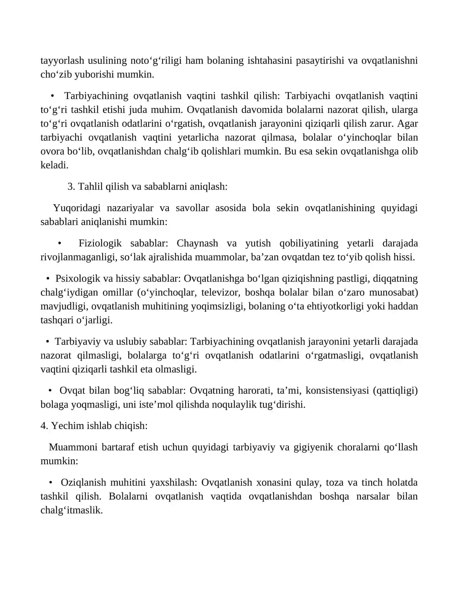 "Yosh fiziologiyasi va gigiyenasi" fanidan topshiriq 3