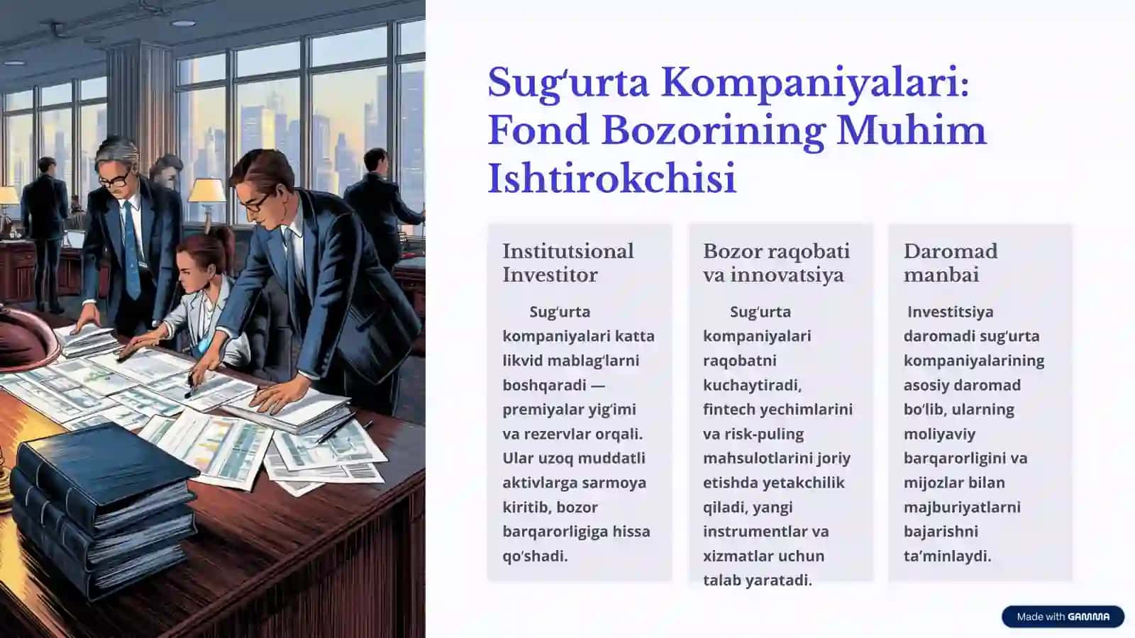 Sugʻurta va Pensiya Fondlarining Moliya Bozoridagi Faoliyati: Investitsiya va Barqarorlik 3