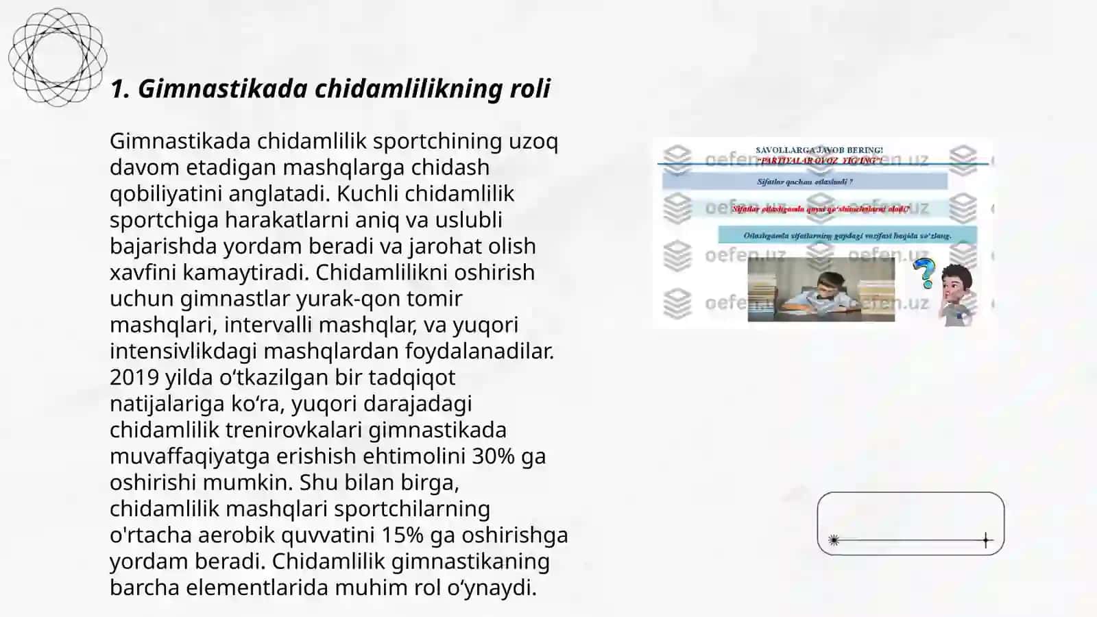 Gimnastikada jismoniy sifatlarning ahamiyatlari 3