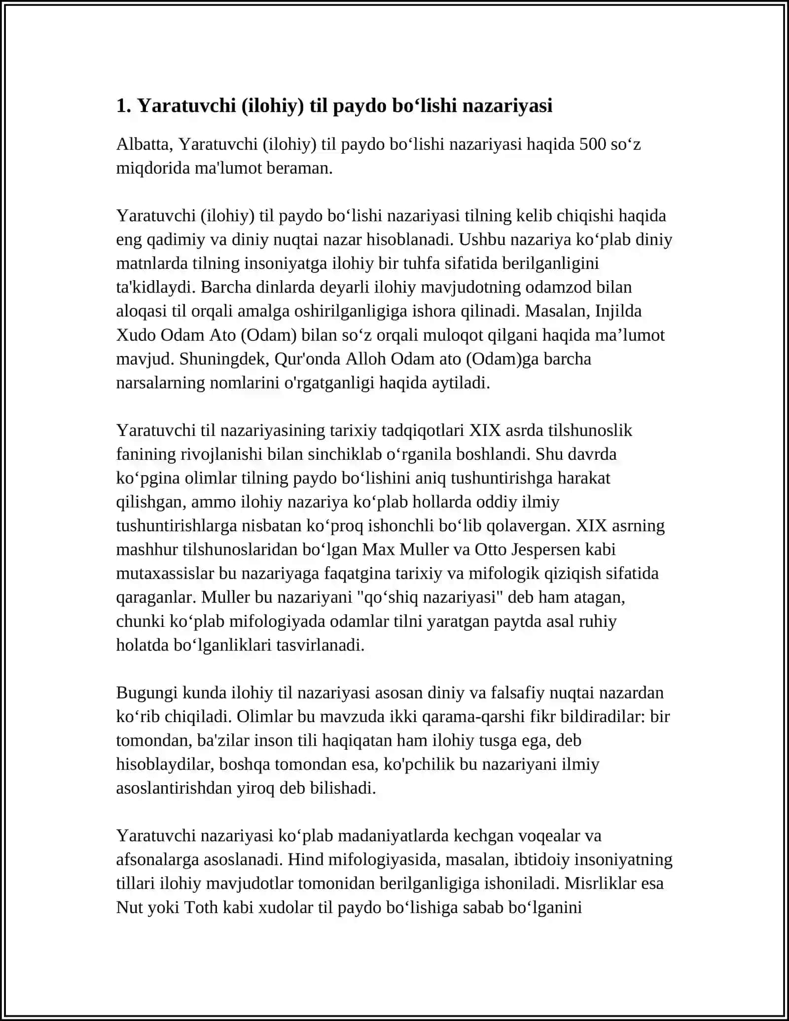 Yaratuvchi (ilohiy) til paydo bo‘lishi nazariyasi 3