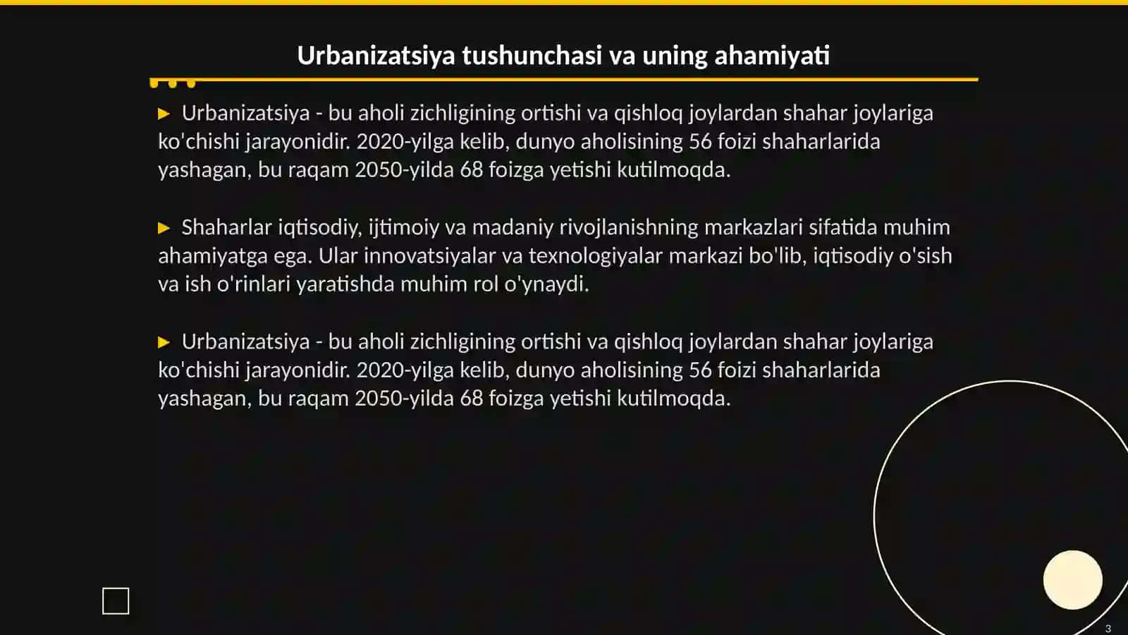 Shaharlar rivojlantirishi va urbanizatsiya muammolari 3