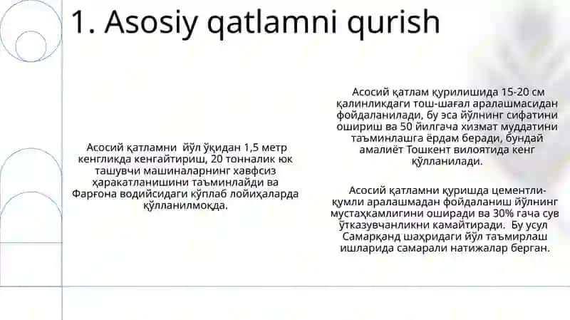 Asosiy qatlamni qurish 3