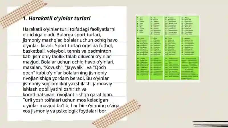 Harakatli o'yinlar turlari 3