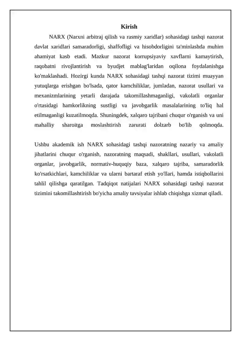 NARX USTIDA NAZORAT 3