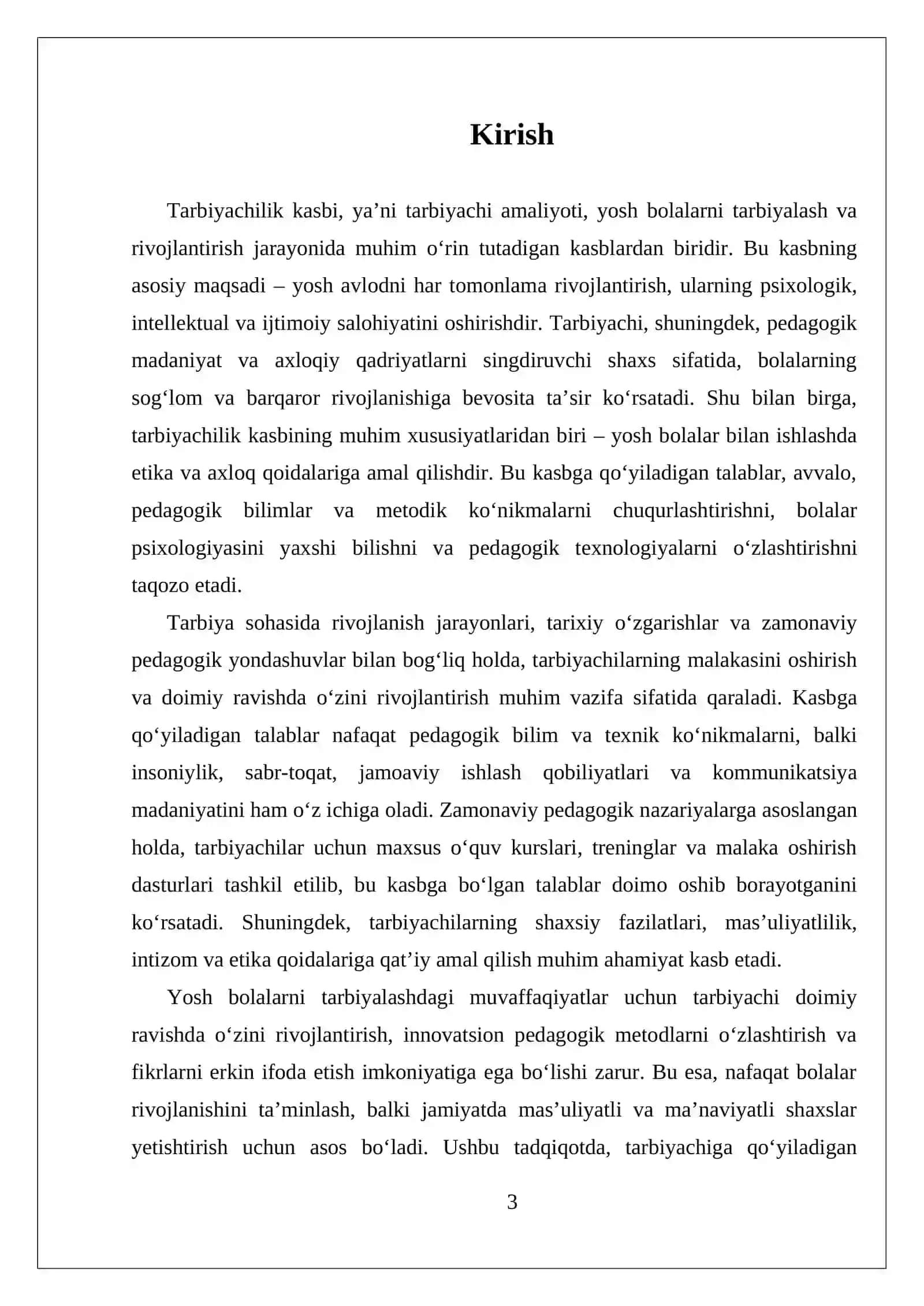 TARBIYACHILIK KASBI TARBIYACHIGA QOʻYILADIGAN TALABLAR 3