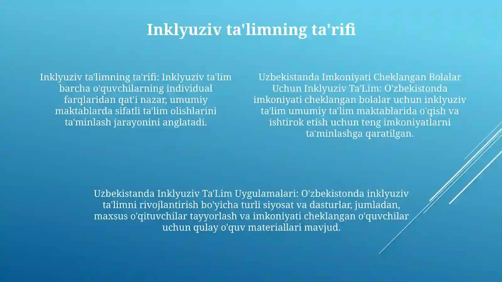O‘zbekistanda Imkoniyati Cheklangan Bolalar UchunInklyuzivTa'Lim 3