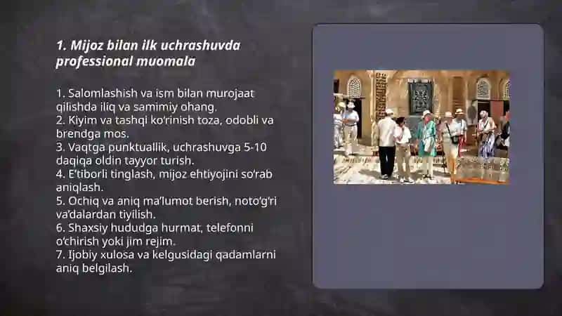 Turistik xizmat kòrsatishda mijoz bilan muloqot madaniyati 3
