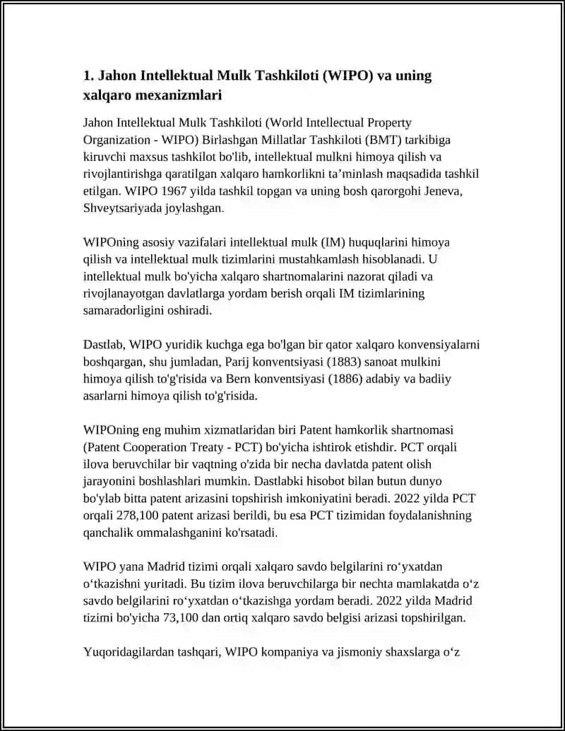 INTELLEKTUAL MULKNI HIMOYA QILISHNING XALQARO MEXANIZMLARI 3