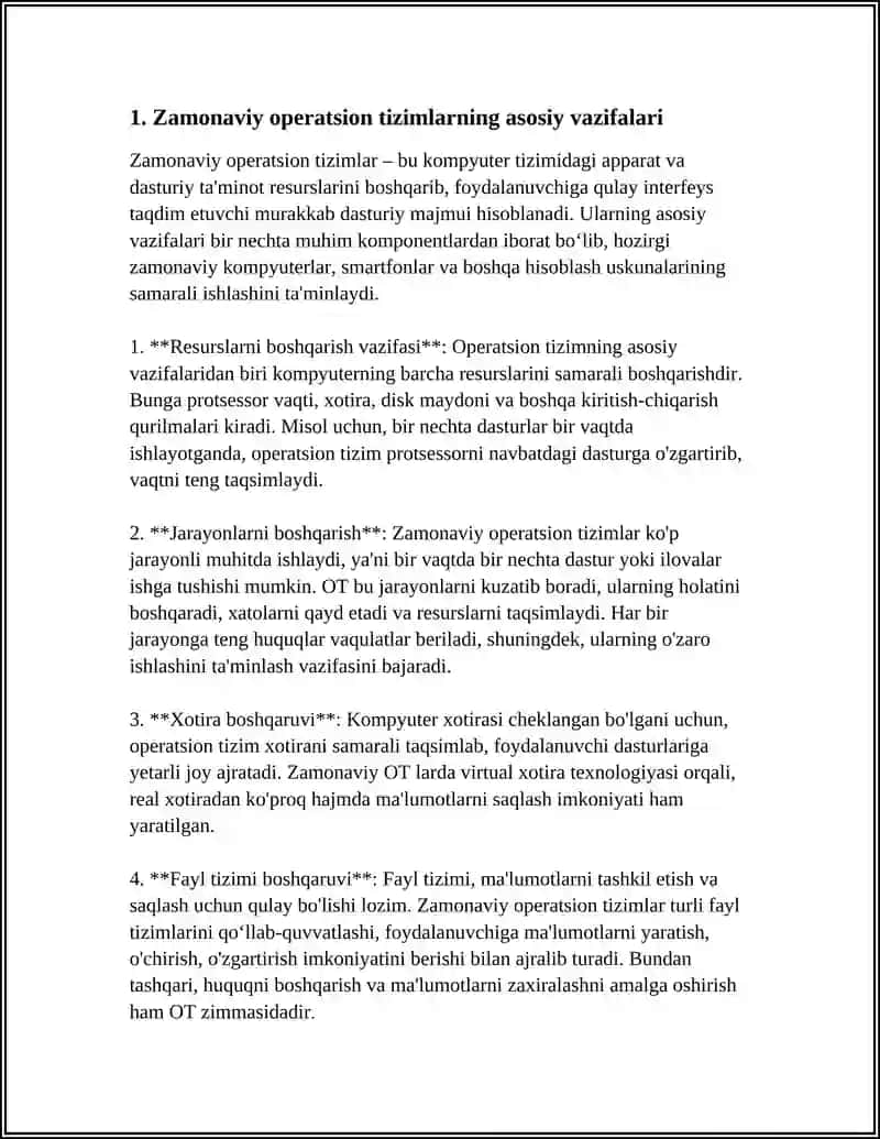 Zamonaviy operatsion tizimlar va ularning vazifalari 3