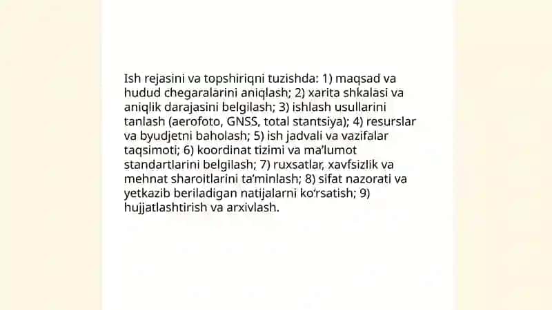 Topografik xaritalarni tuzishda bajariladigan ishlar 3