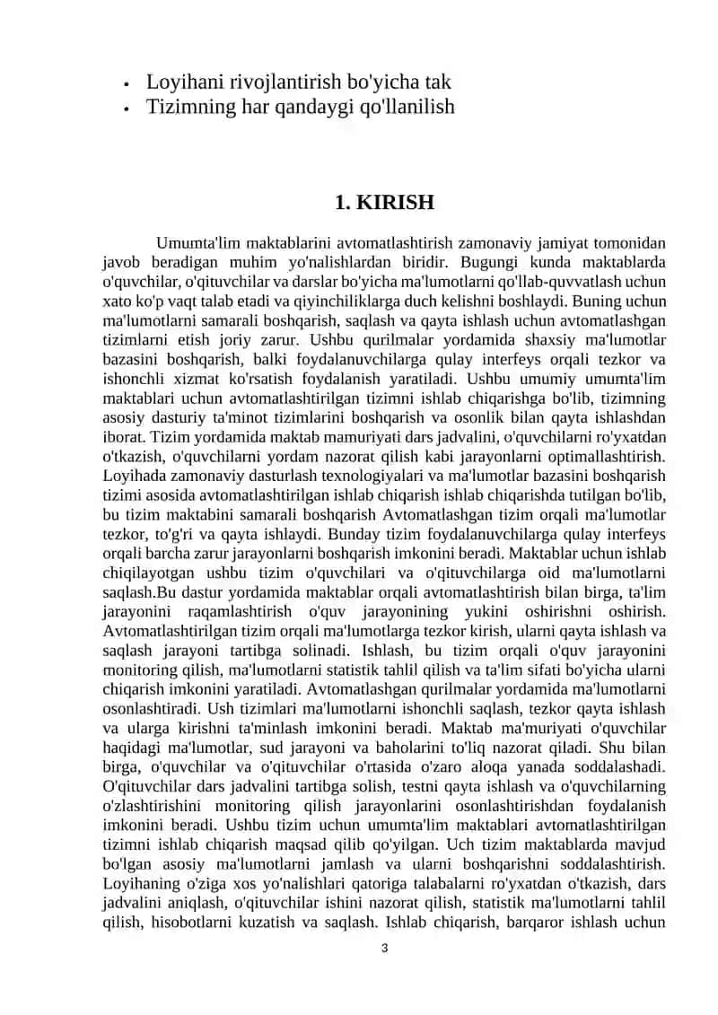 Umumta’lim maktablari uchun ma’lumotlar bazasini va Avtomatlashgan tizimni ishlab chiqish 3