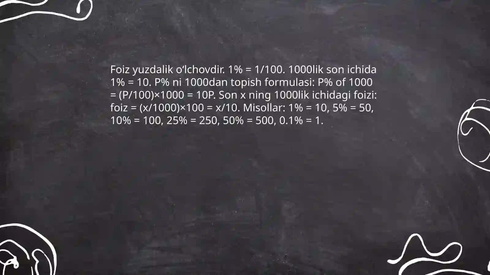 1000lik son ichida sonlarni foizini topishni organish 3
