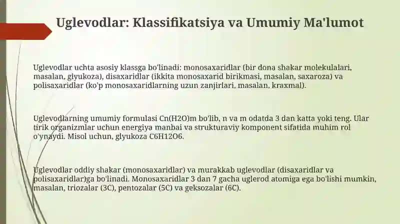 Uglevodlar: Monosaxaridlar va Polisaxaridlar 3