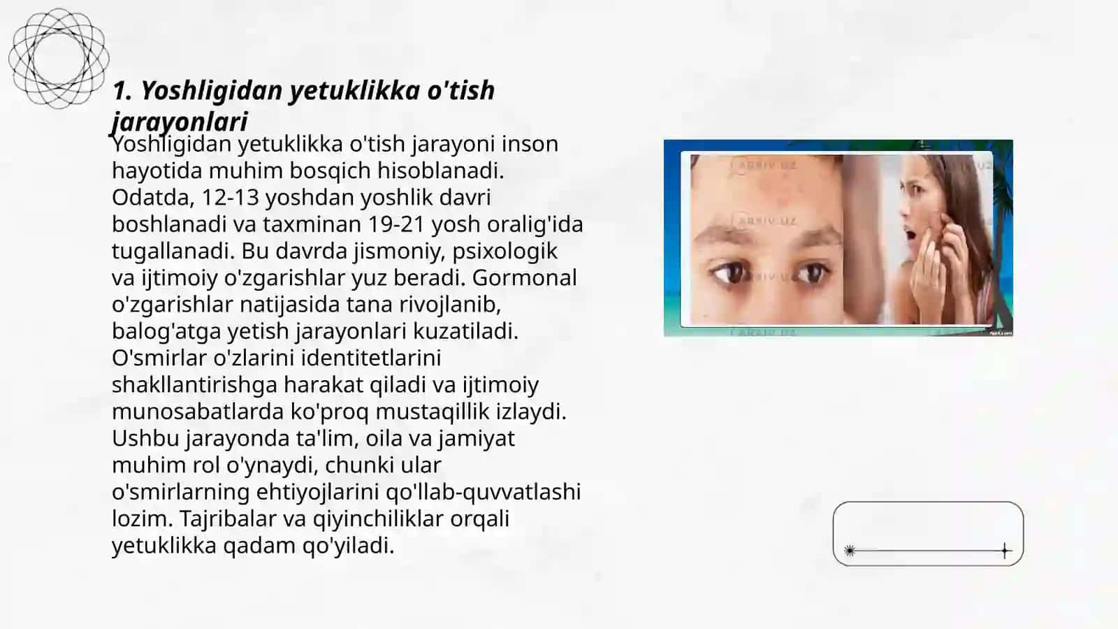 Yoshlik va yetuklik davrining xususiyatlari. Geronta psixologiya 3
