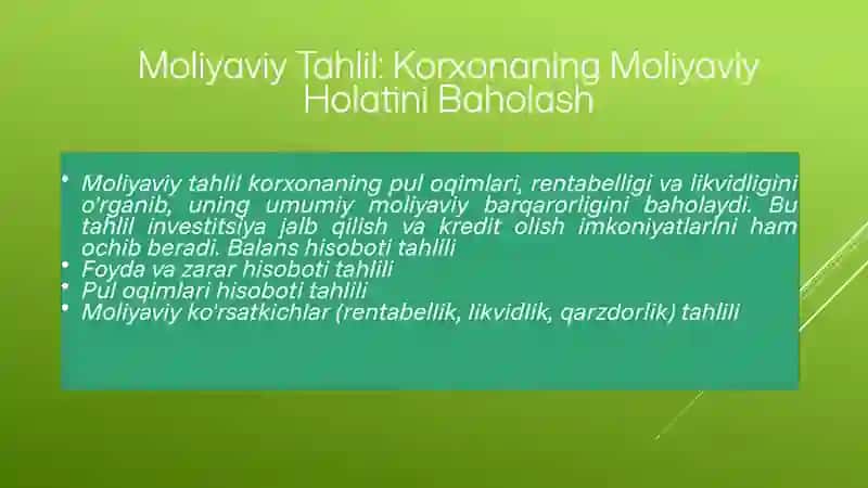 Xo’jalik FaoliyatiTahliliningTurlari 3