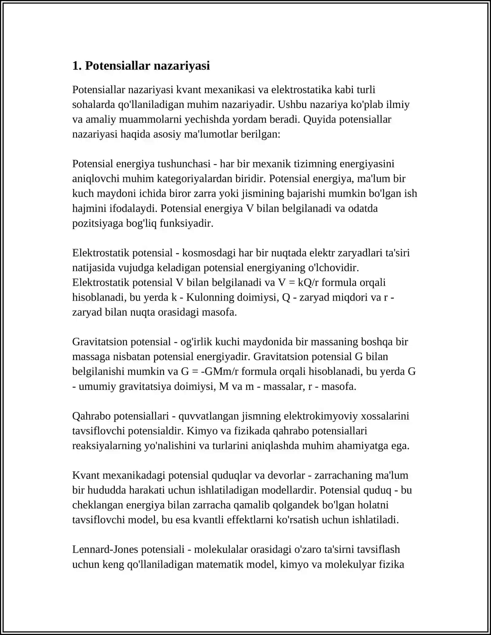 POTENSIALLAR VA TOPOLOGIK DIAGRAMMA QURILISH 3