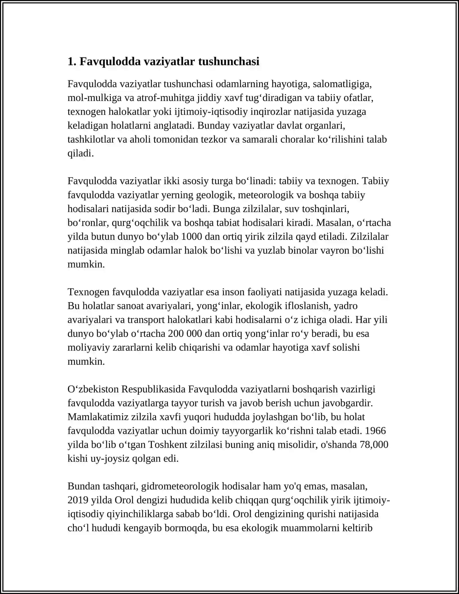 FUQAROLARNING FAVQULOTDA VAZIYATLARDAN MUHOFAZA QILISH SOHASIDAGI HUQUQ VA MAJBURIYLATLARI 3