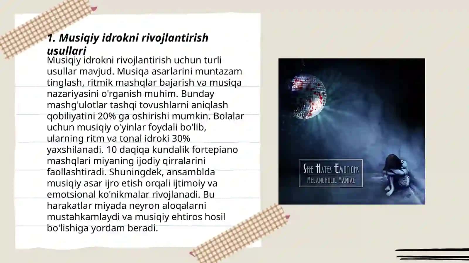 MUSIQIY-HISSIY IDROK ETISH YO'LLARI 3