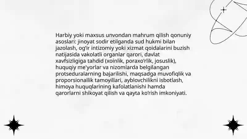 Harbiy yoki maxsus unvondan mahrum qilish 3