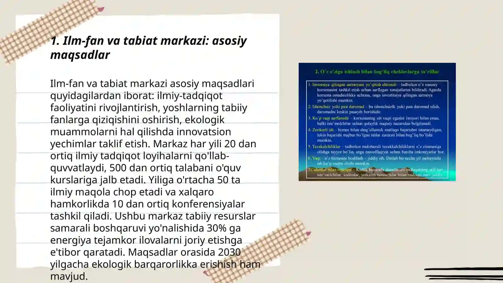 Ilm-fan va tabiat markazi va unda faoliyatlarni tashkil etish 3