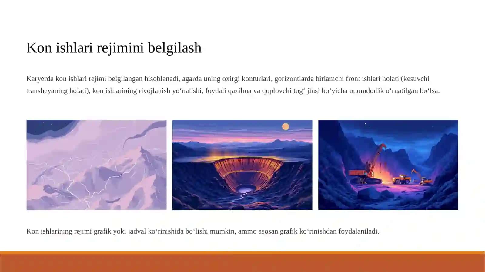 13-MA’RUZA:OCHIQ USULDA FOYDALI QAZILMA KONLARINI QAZIB OLISH TIZIMLARIGA QO‘YILADIGAN ASOSIY TALABLAR 3