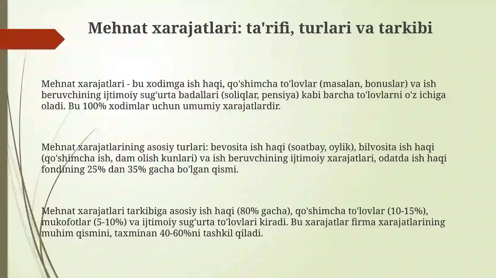 Mehnat haqi xarajatlari va ularning oʻzgarishiga taʼsir etuvchi omillar tahlili 3