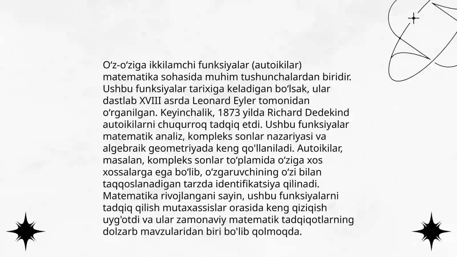 Oʻz-oʻziga ikkilamchi funksiyalar sinfi 3