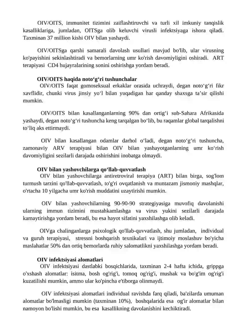 Ortirilgan immunitet tanqisligi (OITS) 3