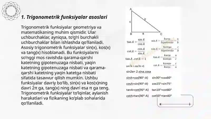 Trigonometrik funktsiyalar va ularning grafigi 3