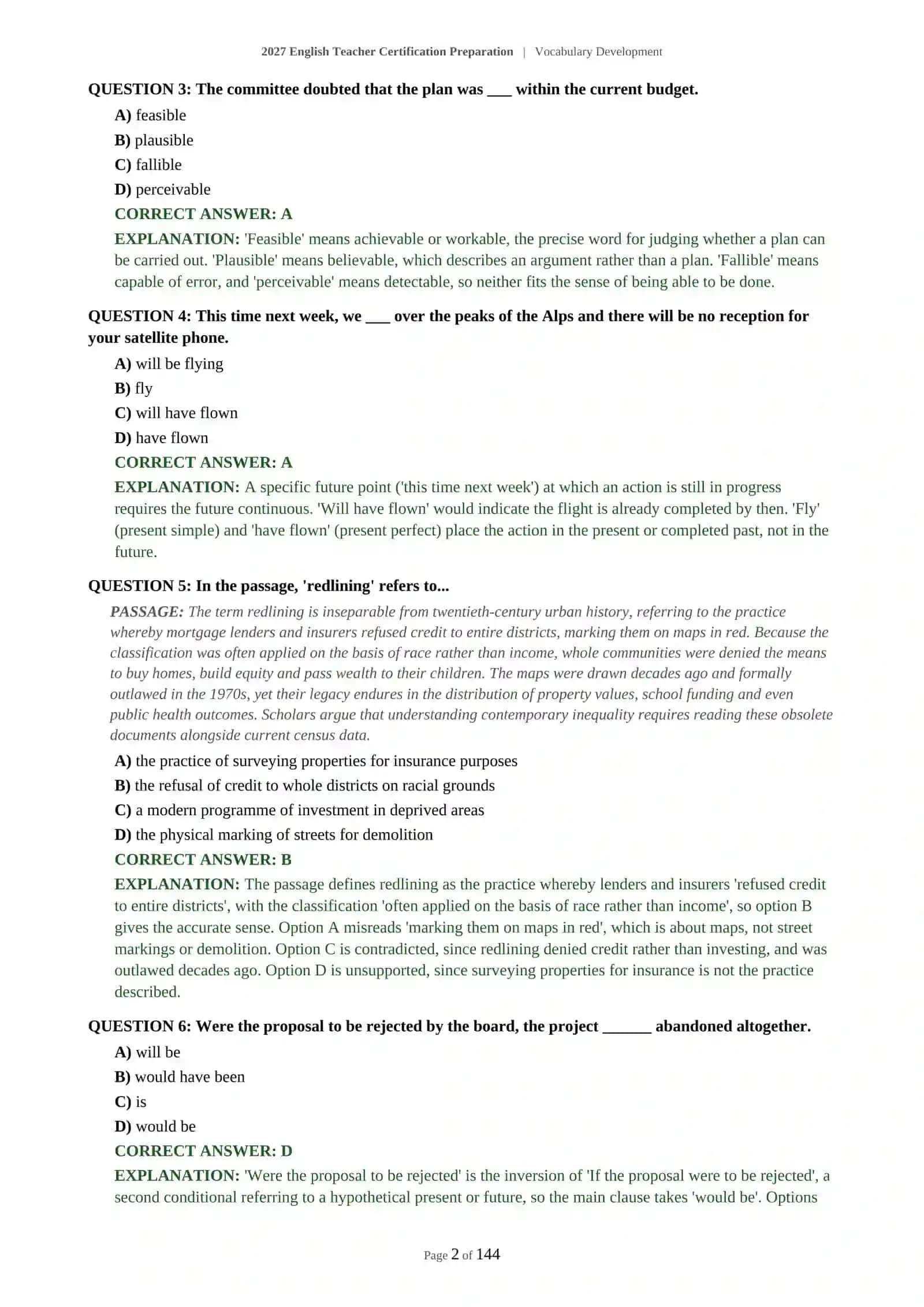 ENGLISH TEACHER PRACTICE TEST - VOCABULARY DEVELOPMENT - 2027 CERTIFICATION PREPARATION 3