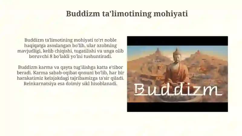 Buddizm dini va uning paydo bo'lishida ijtimoiy-tarixiy shart-sharoitlar 3