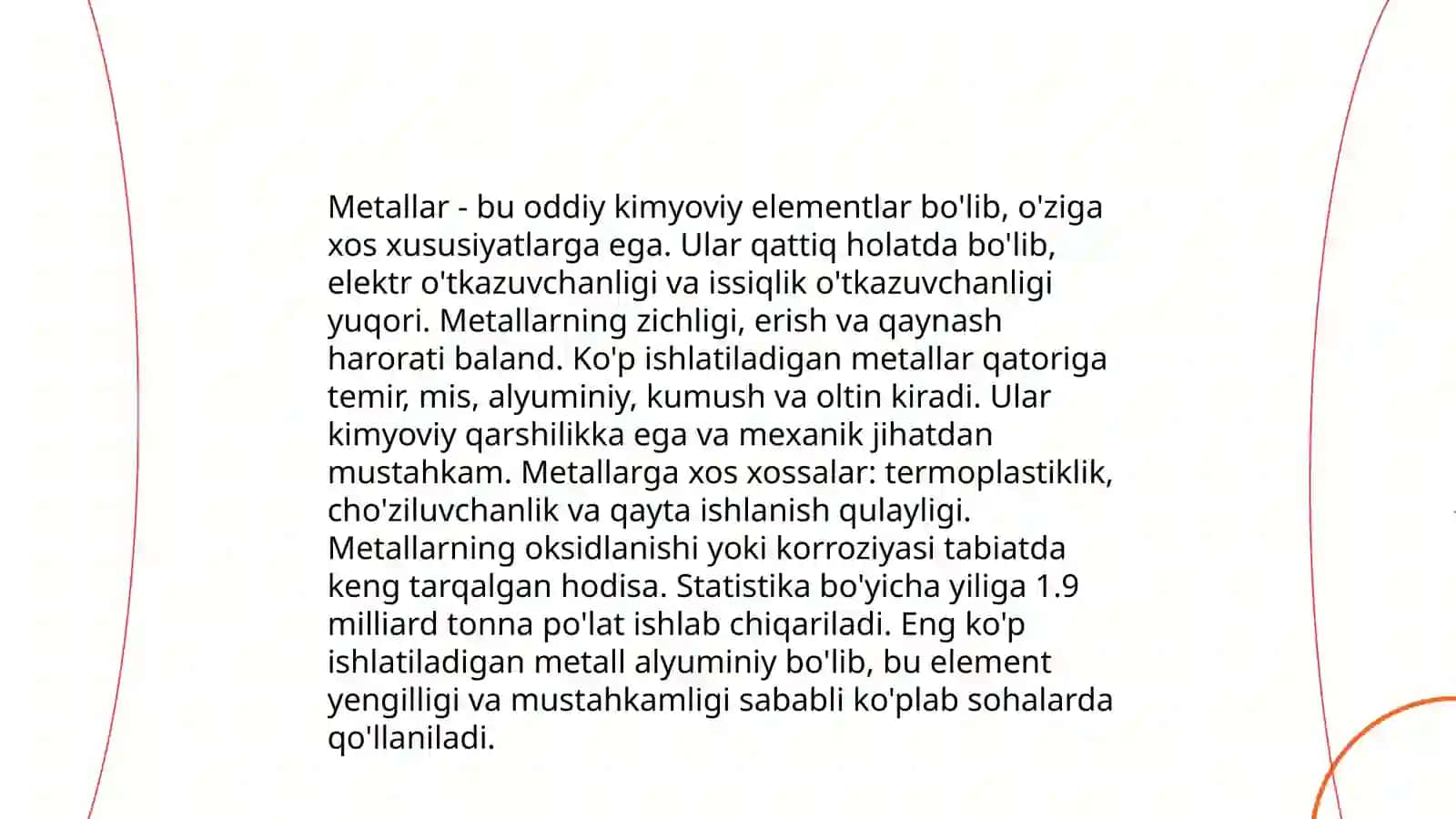 Metallar va qotishmalar mavzusiga doir masalalar yechish 3
