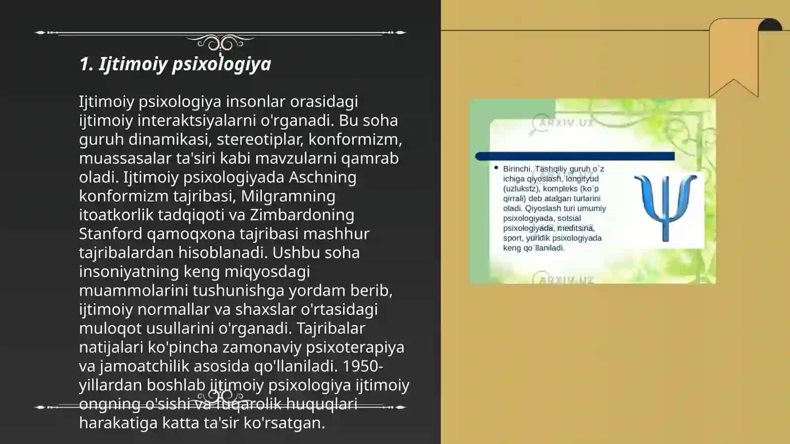 Hozirgi zamon psixologiyasining tarmoqlari va tatqiqot metodlari 3