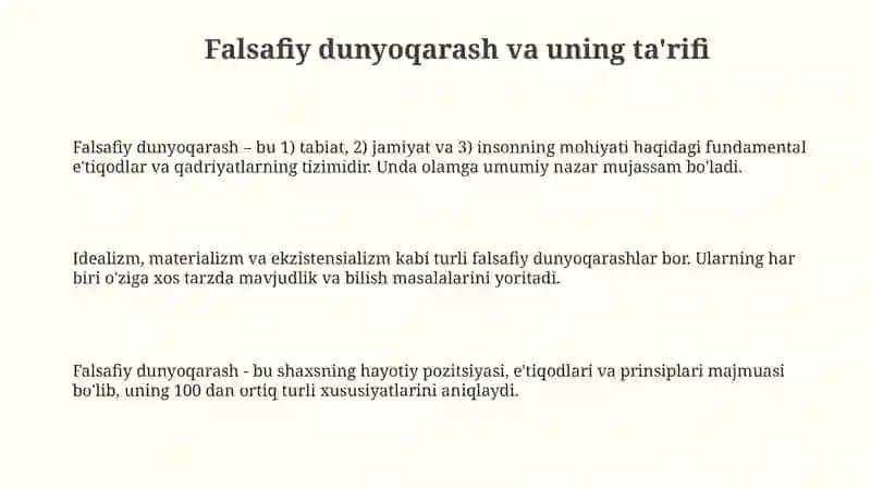 Falsafiy dunyoqarashning oʻz oʻzini anglashdagi roli 3
