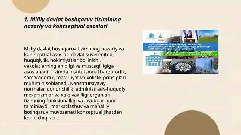 Milliy davlat boshqaruv tizimi va Oʻzbekistonda hokimiyatlar boʻlinish prinsipi 3