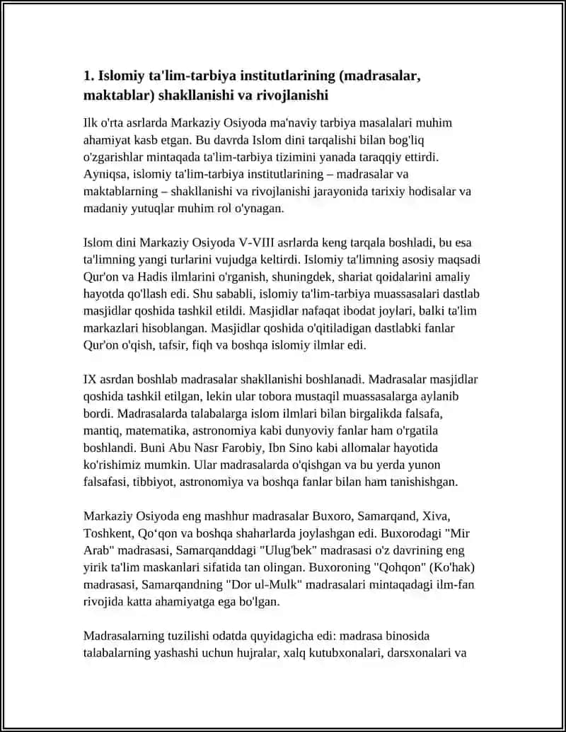 ILK O'RTA ASRLARDA MARKAZIY OSIYODA MA'NAVIY TARBIYA MASALALARI 3