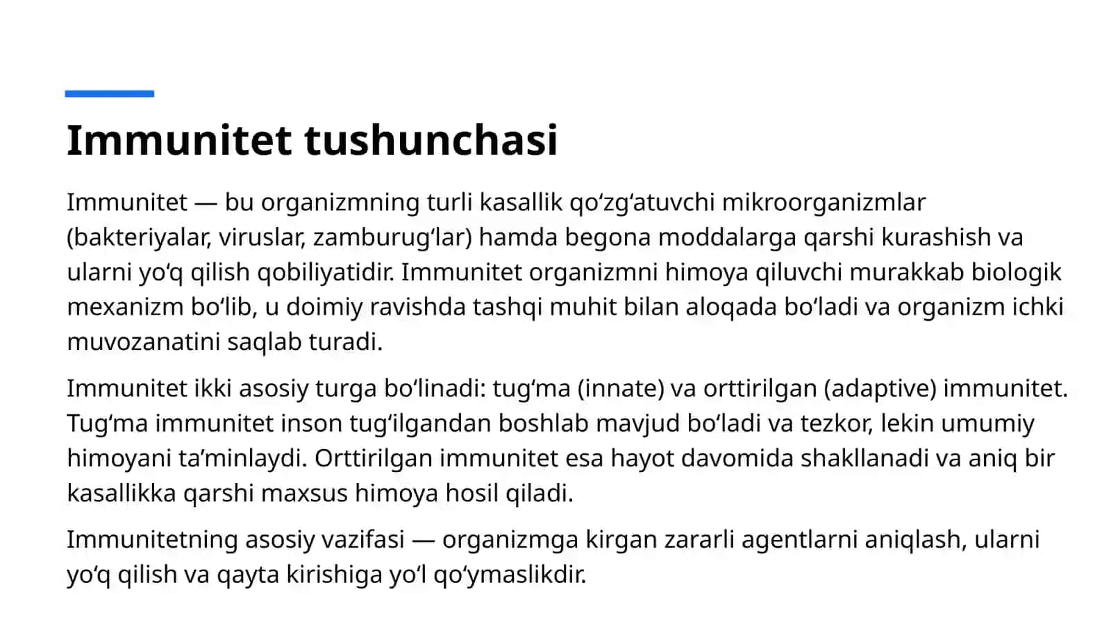 Immunitet va immun sistema 
Antigen va antitellalar 3