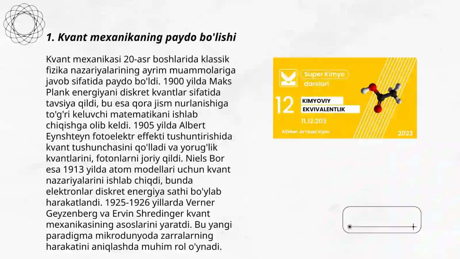 Kvant mexanikaning yaratilishi va kimyoning taraqqiyoti 3