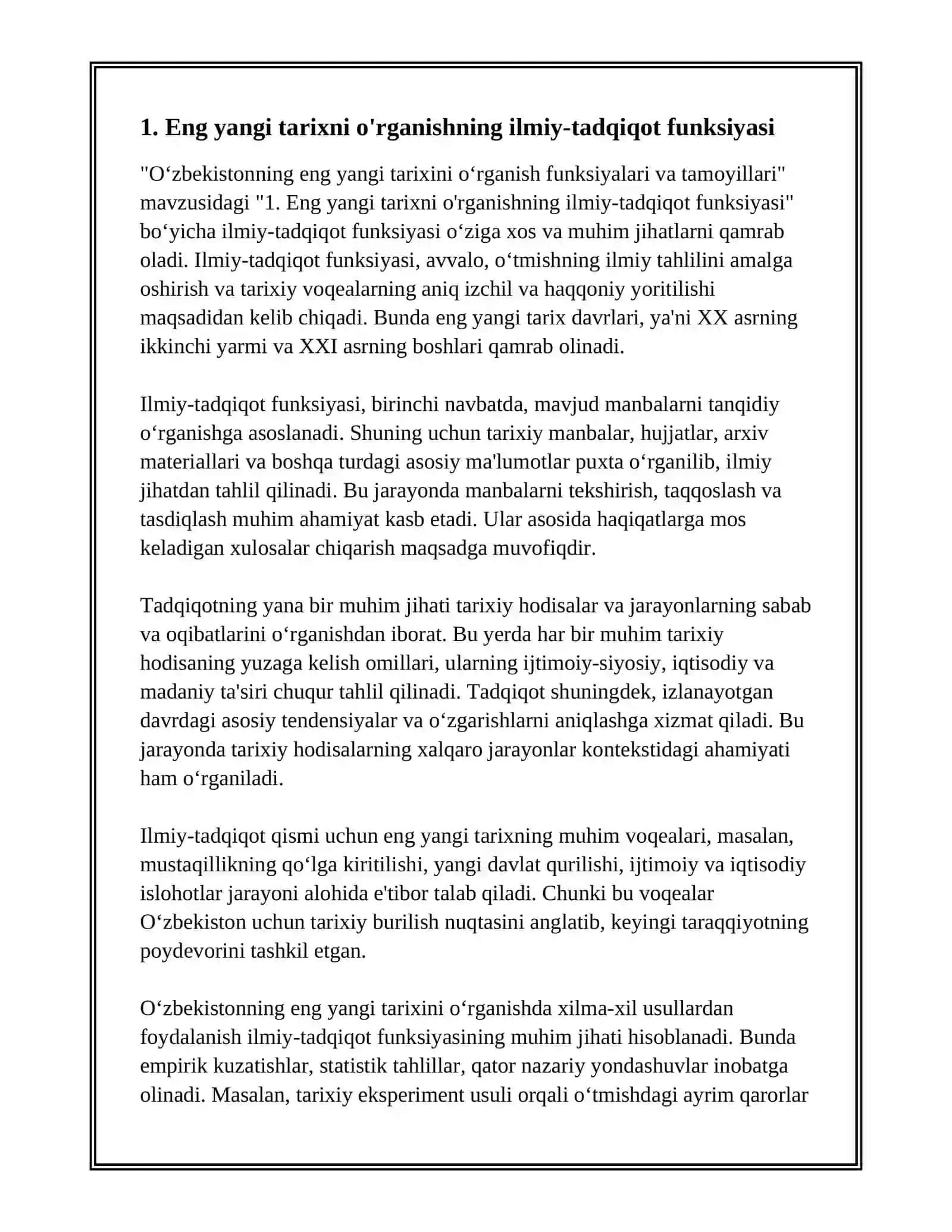 O'ZBEKISTONNING ENG YANGI TARIXINI O'RGANISH FUNKSIYALARI VA TAMOYILLARI 3