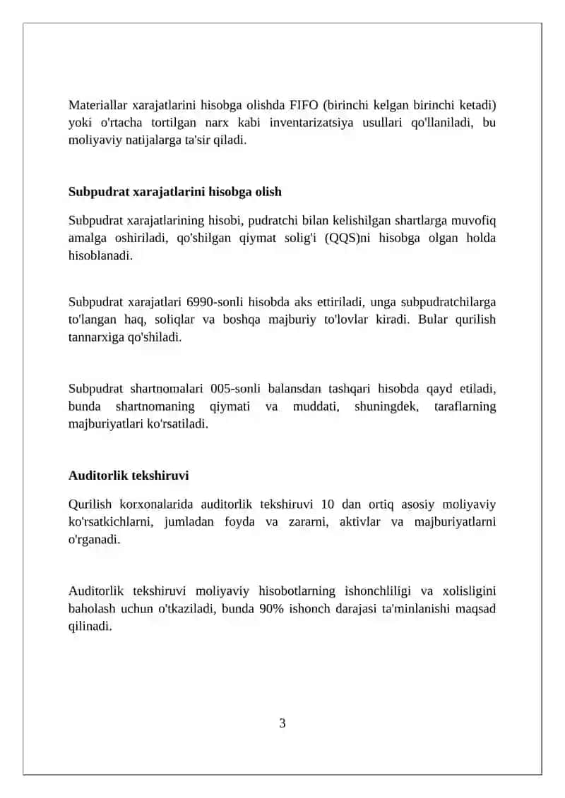 Qurilish korxonalarida yakuniy moliyaviy natijalar hisobi 3