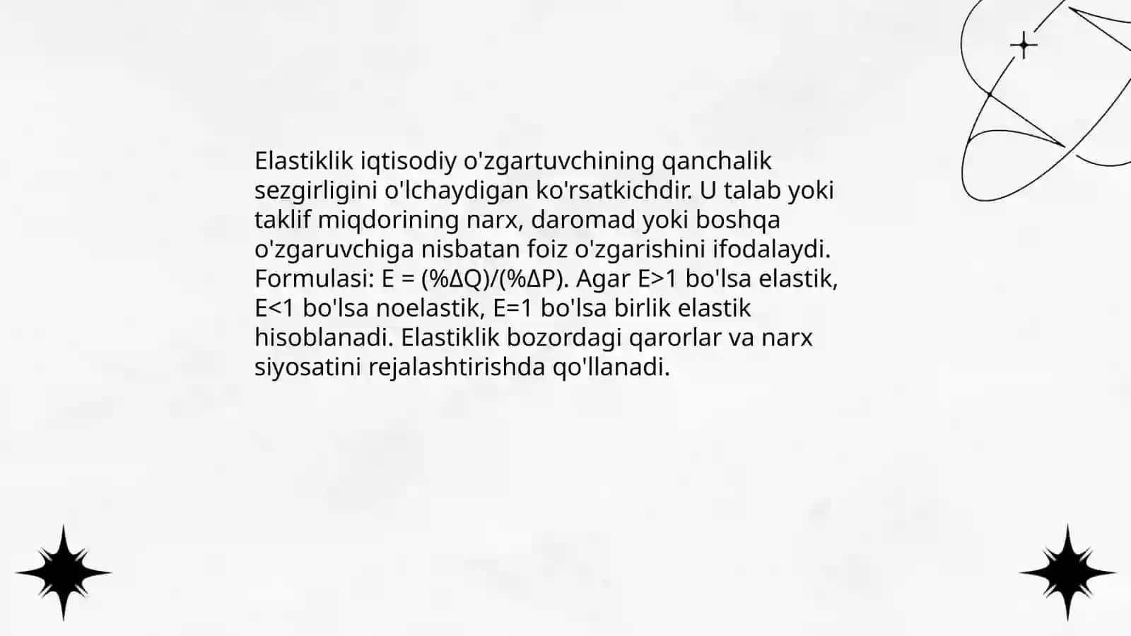 Elastiklik tushunchasi va uning turlari 3