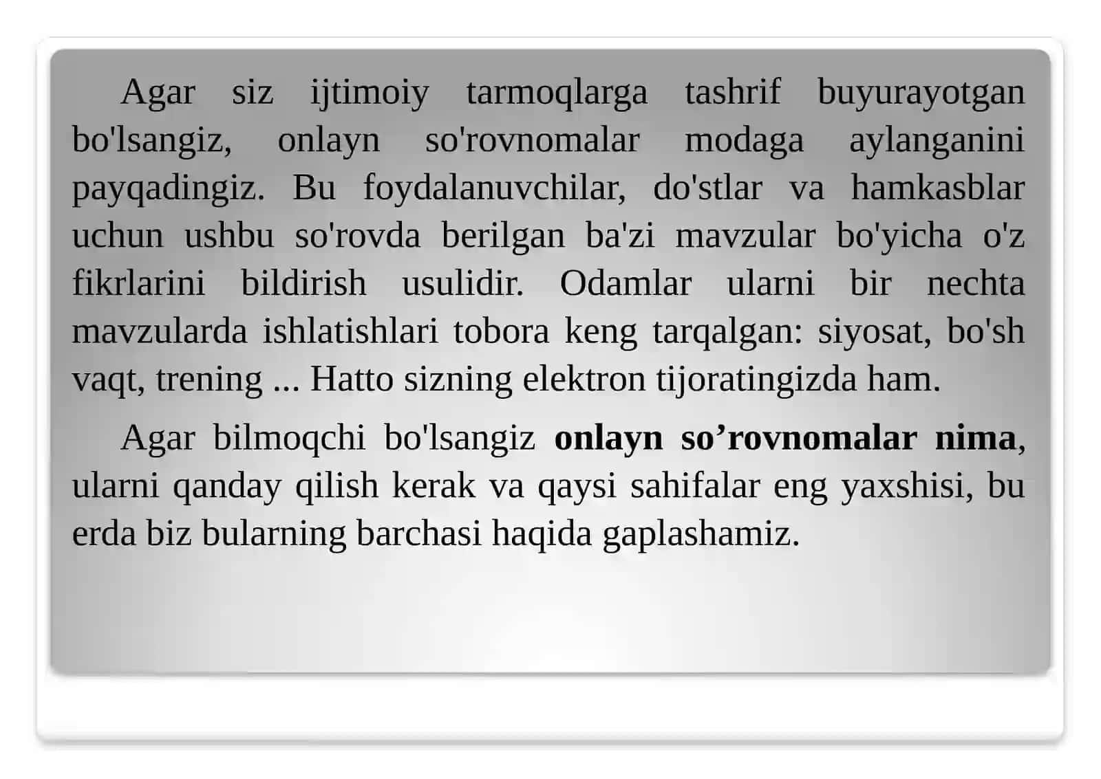 Onlayn so'rovnomalar 3