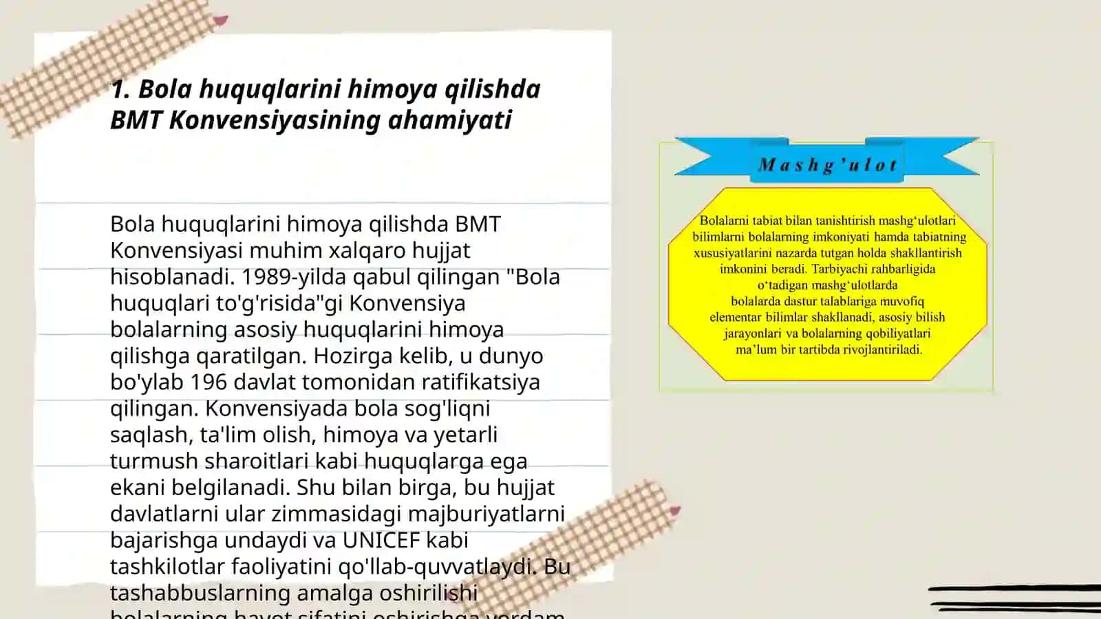 Maktabgacha ta'lim tashkilotlarida "Bola huquqlari to'g'risida"gi BMT Konvensiyasidan foydalanish 3