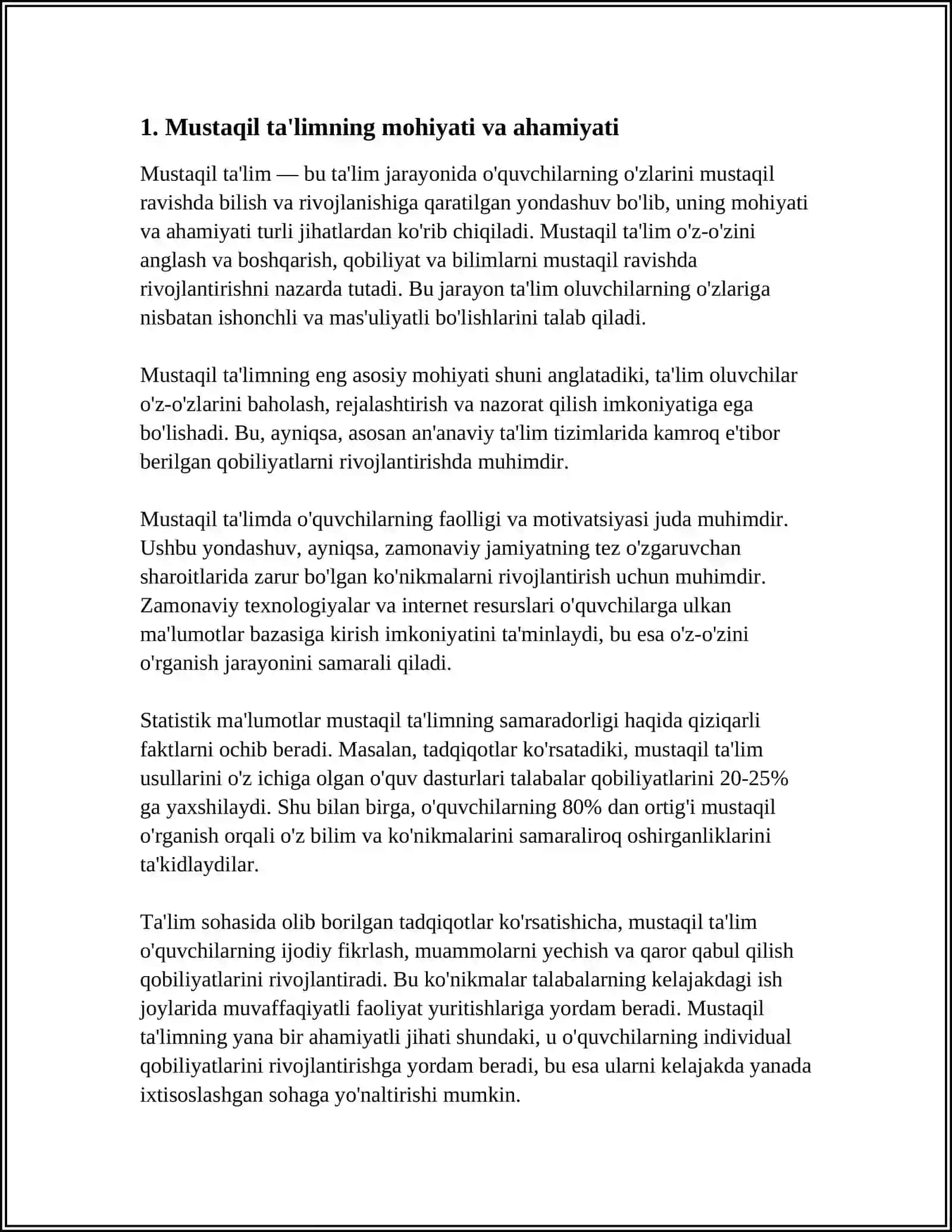 UNIVERSITETDA TALABALARNING MUSTAQIL ISHLASH KO'NIKMALARINI SHAKLLANTIRISH 3